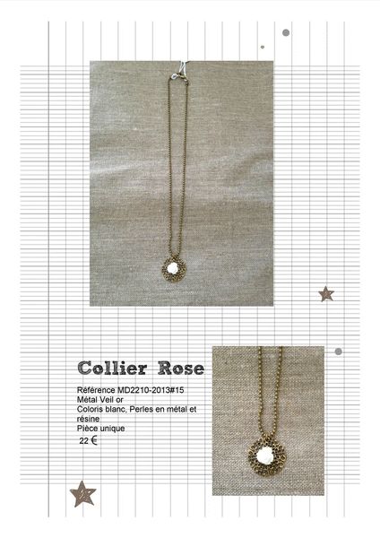 MD2210-2013#15 Collier Rose blanche