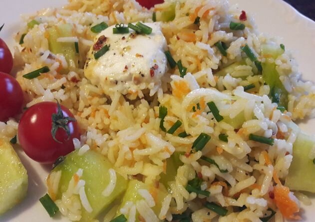 salade riz, feta, ciboulette, oignons nouveaux (3)