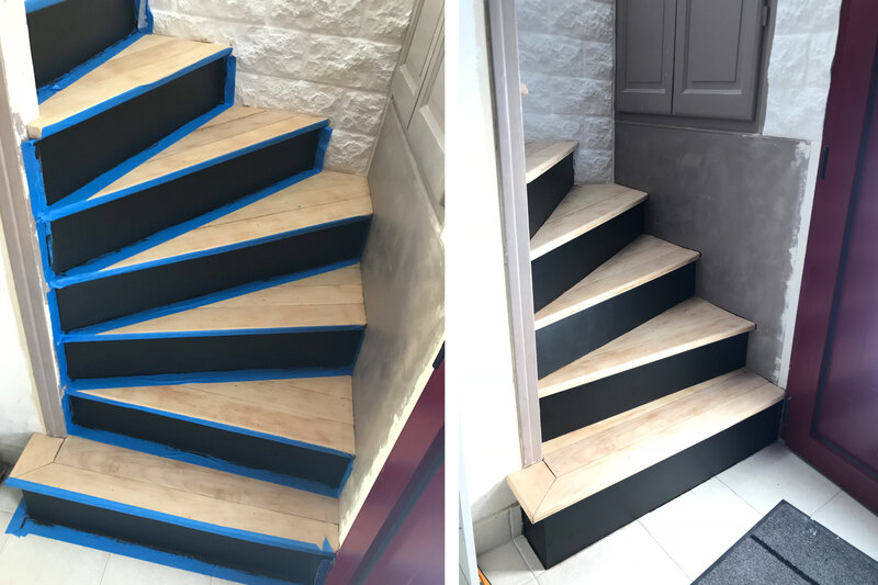 peinture noire escalier