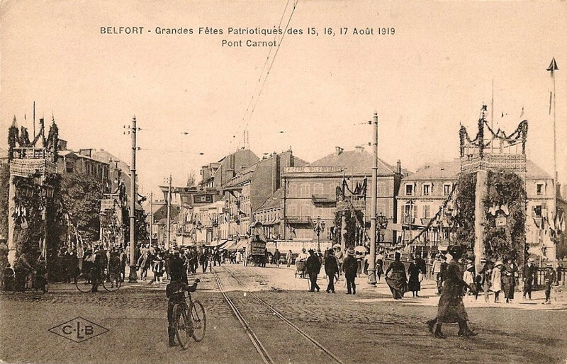 9 1919 08 15 Belfort CPA Fêtes patriotiques Pont Carnot