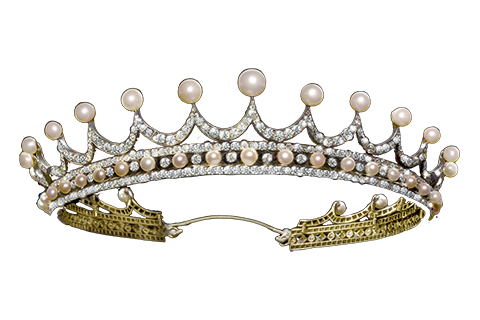 A Late 19th Century Natural Pearl and Diamond Tiara