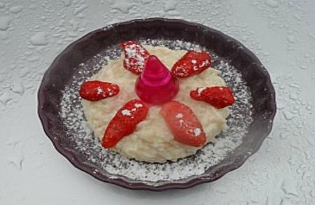 La serviette - Risotto de babouchka aux fraises givrées et sa fiole de vodka
