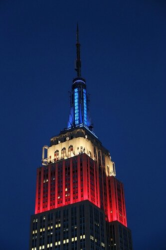 Empire State Building dressed in French flag