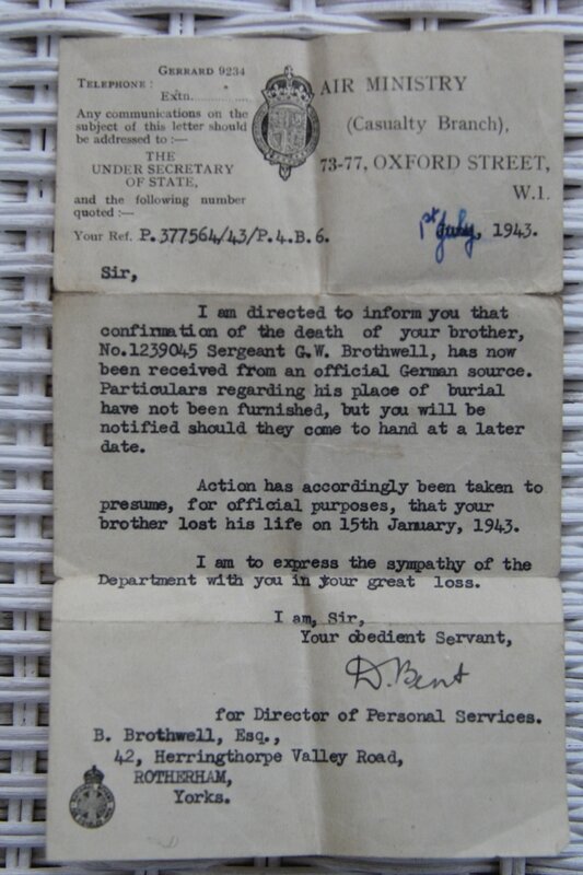 WELLINGTON MkIII DF614 Letter_confirming_death_of_G