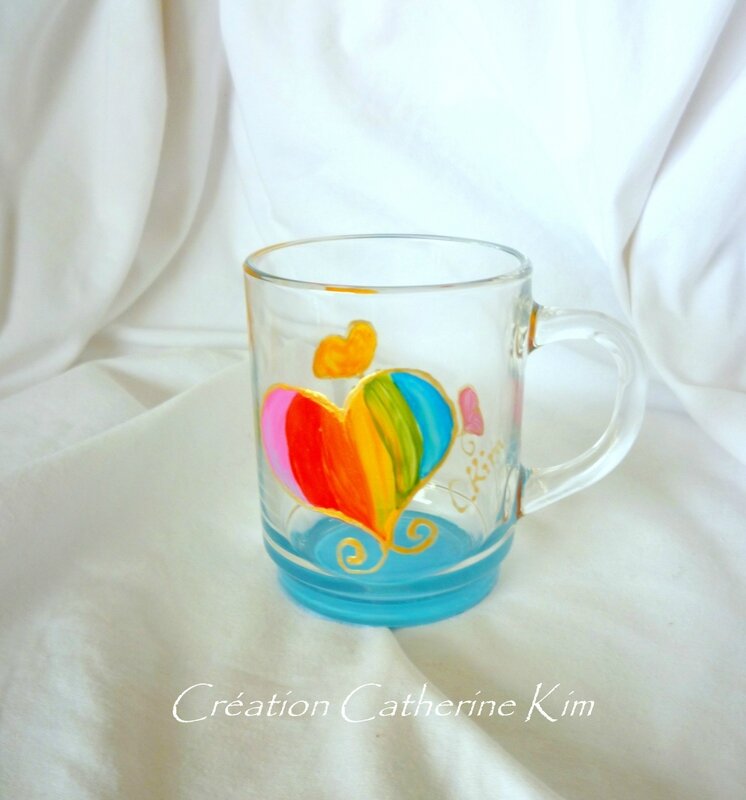 Mug coeur arc en ciel