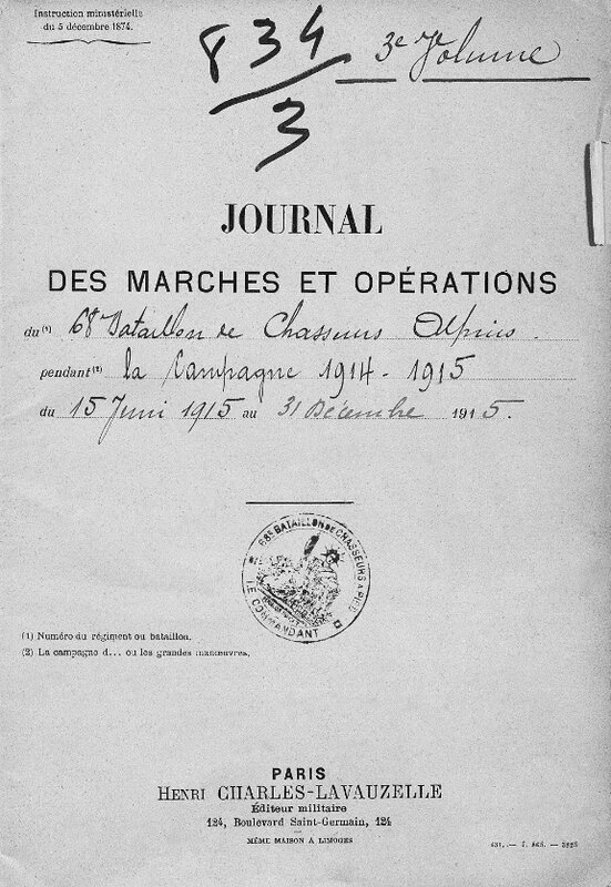 JMO 68e bataillon de chasseurs, page titre