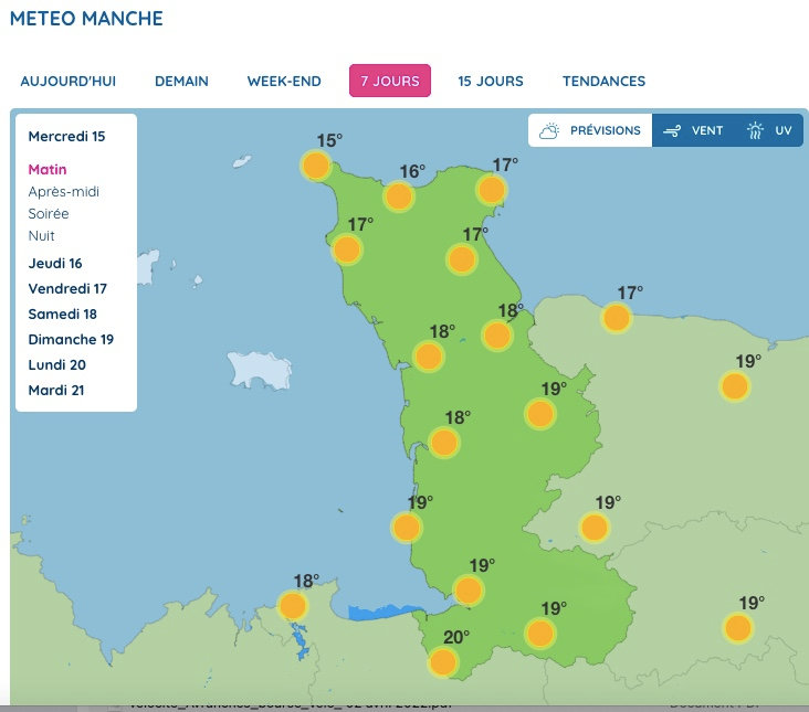 carte_Meteo Manche_caicule_15 juin 2022