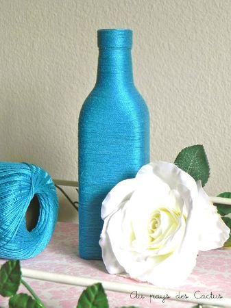 Vase laine bleu turquoise Au pays des Cactus 4