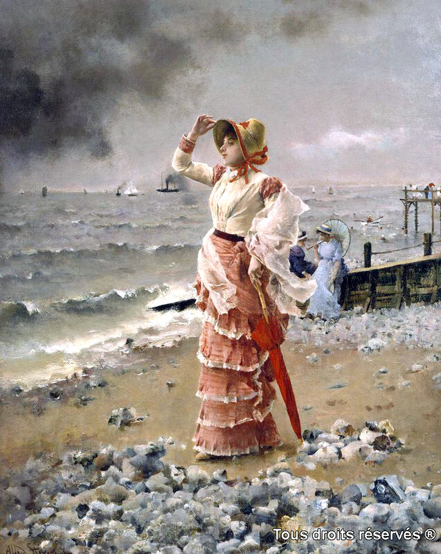Alfred Stevens - Femme Elegante Voyant Filer Un Vapeur 1884 (2) RTC