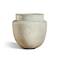 An extremely rare <b>white</b> <b>marble</b> 'grain measure' cup, Song dynasty (960-1279)