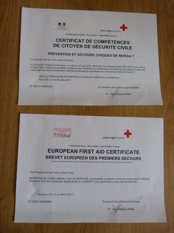 diplome 1er secours croix rouge