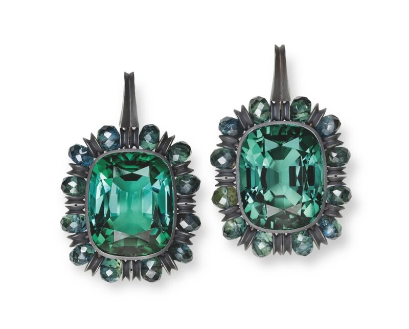 Hemmerle-earrings-tourmalines-sapphires-black-finished-silver-white-gold-1200x964