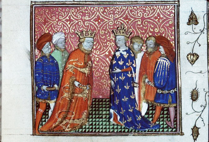 Jean II captif d'Edouard III, par Jean Froissart, enluminure issue de l'ouvrage Chroniques, Paris, France, XV°siècle