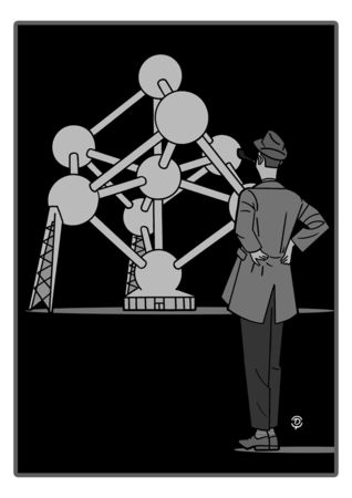 Dessin_Delius_Atomium_TATI_Expo58