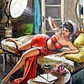 1950s, Illustration de <b>Gina</b> <b>Lollobrigida</b> par Walter Molino