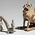 A painted grey pottery figure of an Earth spirit, Northern Wei dynasty, 4th-6th <b>century</b>