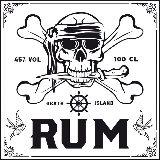label pirate skull rum printable rhum printable 3