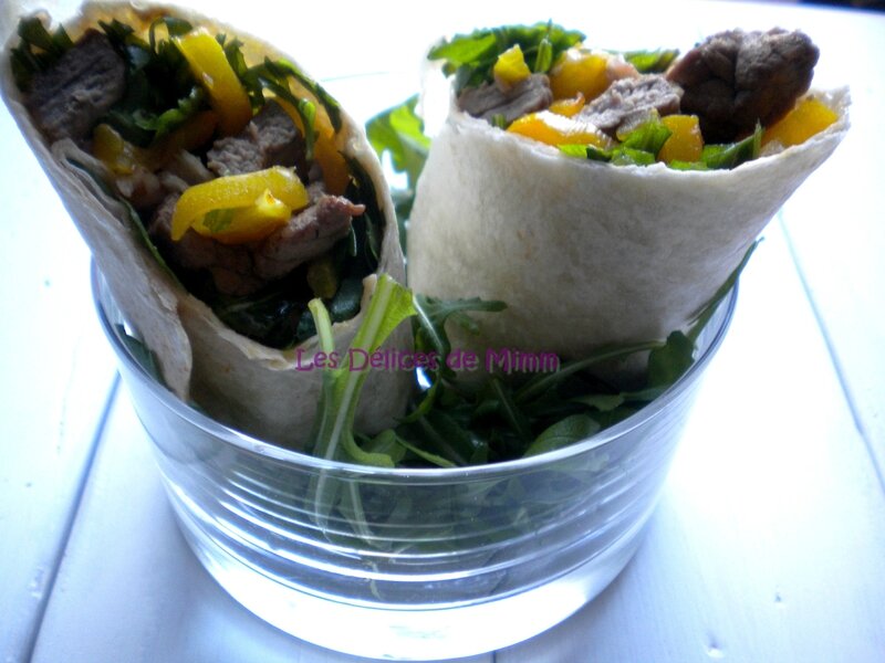 Wraps de bœuf, au poivron et à la roquette 2
