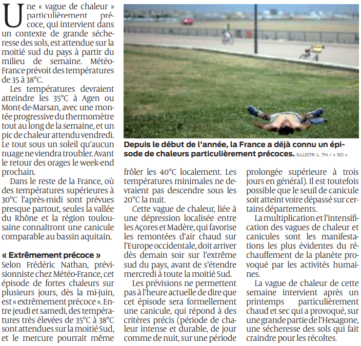 2022 06 13 SO Une vague de chaleur prévue dans le Sud-Ouest2