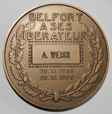 9 Médaille Belfort 1944 Weiss 1994RR