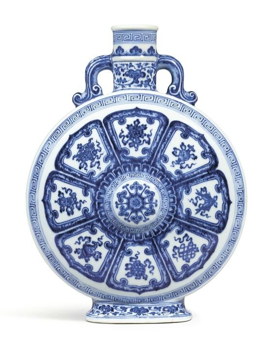 A blue and white  'Bajixiang' moonflask, seal mark and period of Qianlong