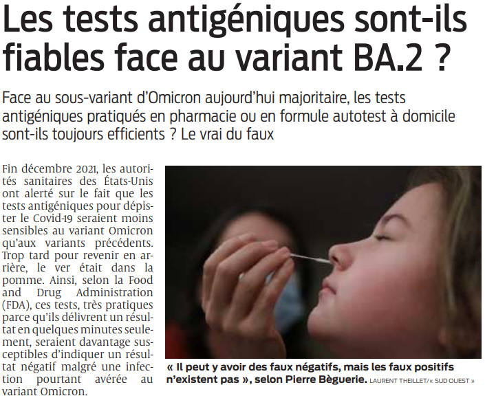 2022 03 23 SO Les tests antigéniques sont-ils fiables face au variant BA 2