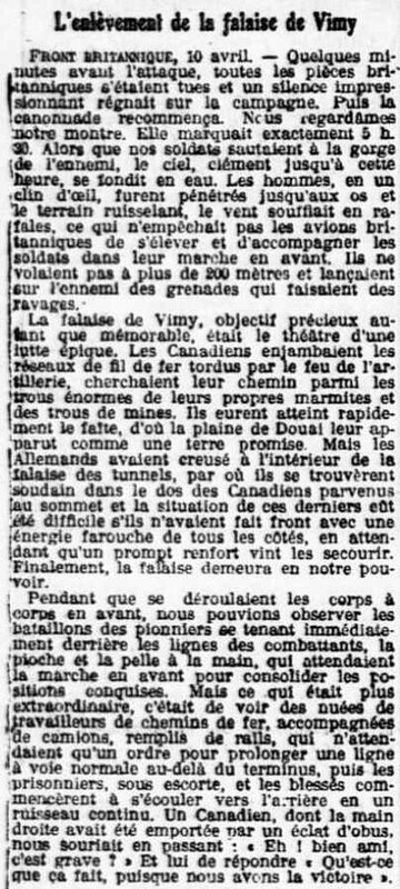 Enlèvement de la falaise de Vimy