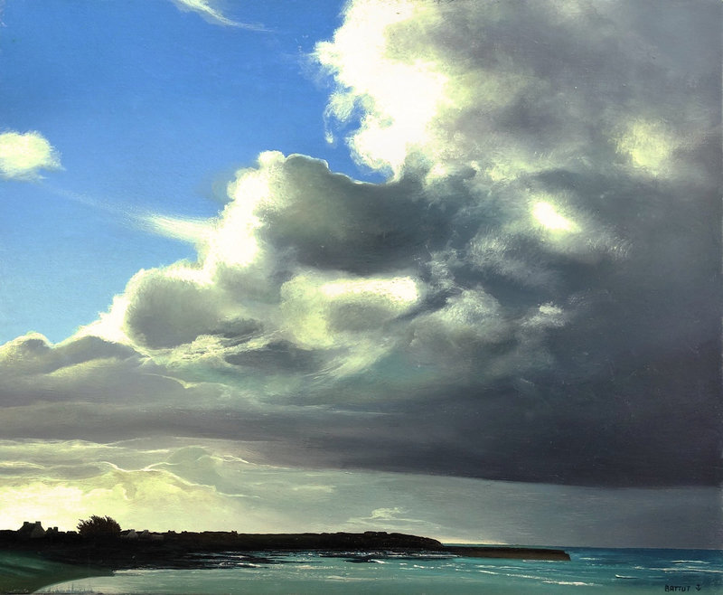 Ch44 - Peinture de l'anse du Loch avec le titre de La plage de Landrer de Michèle BATTUT