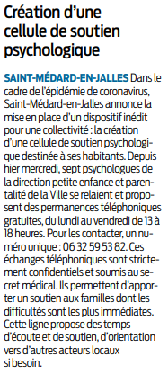 2020 03 26 SO Création d'une cellule de soutien psychologique