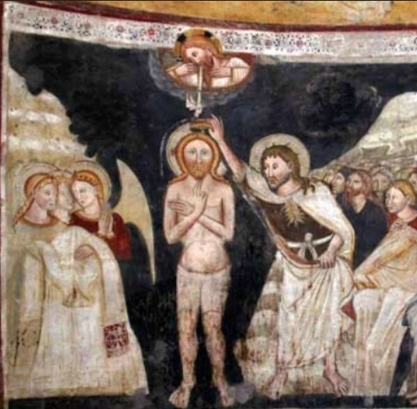 Baptême du Christ, baptistère de Parme, Italie