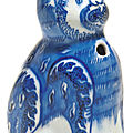 A Safavid blue and white porcelain cat, <b>Persia</b>, 17th century