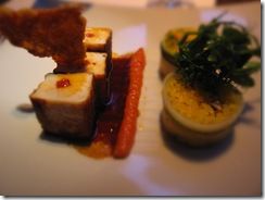 Pintade et piste farci chutney ratatouille, norimaki....