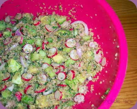 Salade girly : quinoa-avocat-thon-radis-concombre… Salade girly : quinoa-avocat-thon-radis-concombre…