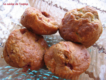 recettes Muffins aux fraises et rhubarbe