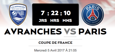 Avranches vs PSG coupe de France de football 5 avril 2017 Caen logo affiche