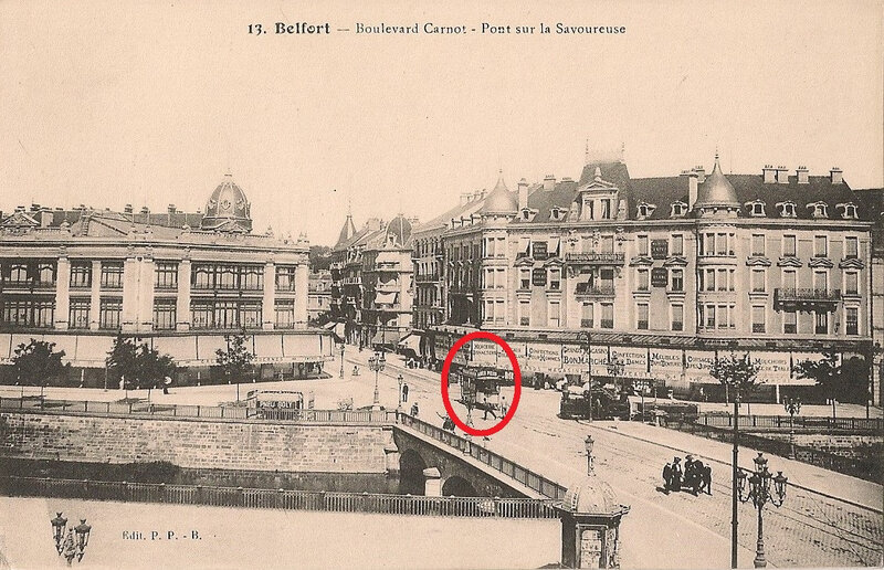 Belfort CPA Bd & pont Carnot Tramway