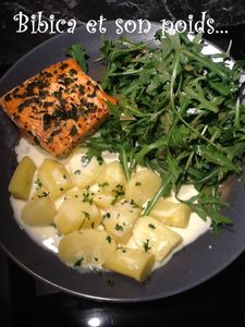 Saumon au basilic et pommes de terre à la cancoillotte