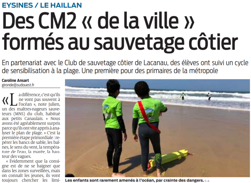 2022 06 21 SO Eysines Le Haillan Des CM2 de la ville formés au sauvetage côtier