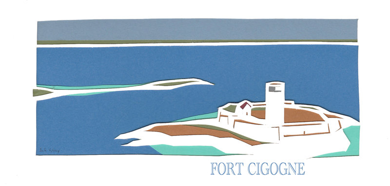 fort cigogne police a engrave fond blanc