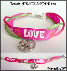 bracelet peace & love rose