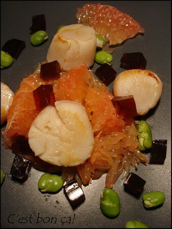 Saint jacques au pamplemousse, gelée de soja recettes entrees Saint jacques au pamplemousse, gelée de soja