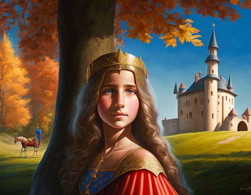 Une princesse médiévale et son précepteur à cheval 1