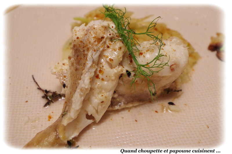 lotte au vinaigre de vin, à l'ail et au thym