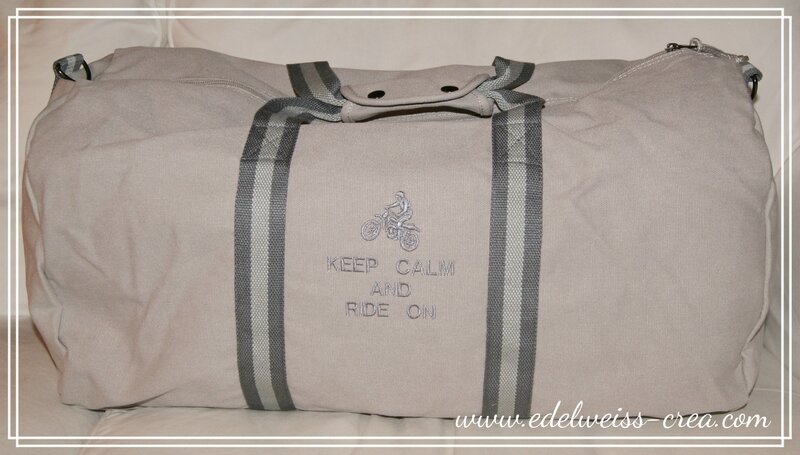 Sac de voyage XXL - Sac polochon gris - Broderie Keep calm à personnaliser