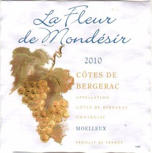 B1 Côtes de Bergerac moelleux-La Fleur de Mondésir_2010