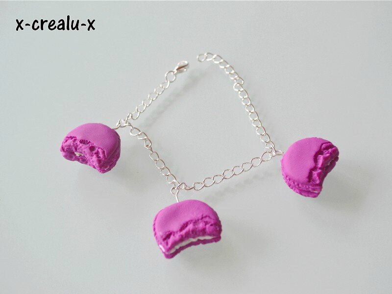 Bracelet macaron croqué rose