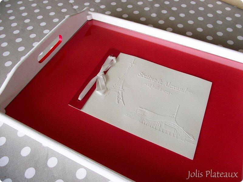 Jolis Plateaux - Plateau faire-part de Mariage - Rouge et Blanc