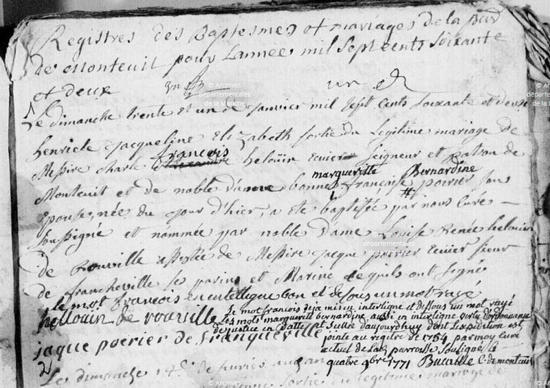 HELLOUIN baptême 1762