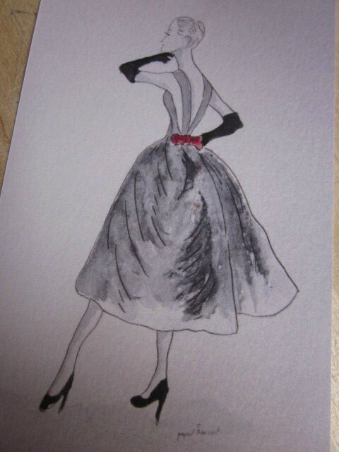 Carte postale - Robe noire et noeud rouge (2)