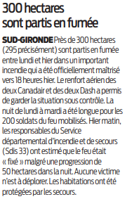 2020 07 29 SO 300 hectares sont partis en fumée àdans le Sud-Gironde